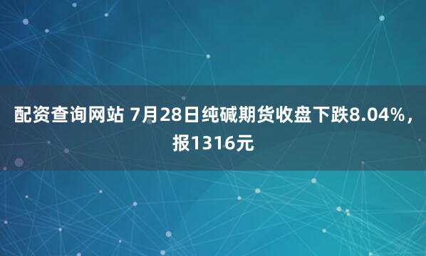 配资查询网站 7月28日纯碱期货收盘下跌8.04%，报1316元