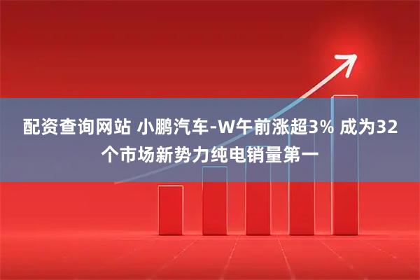 配资查询网站 小鹏汽车-W午前涨超3% 成为32个市场新势力纯电销量第一